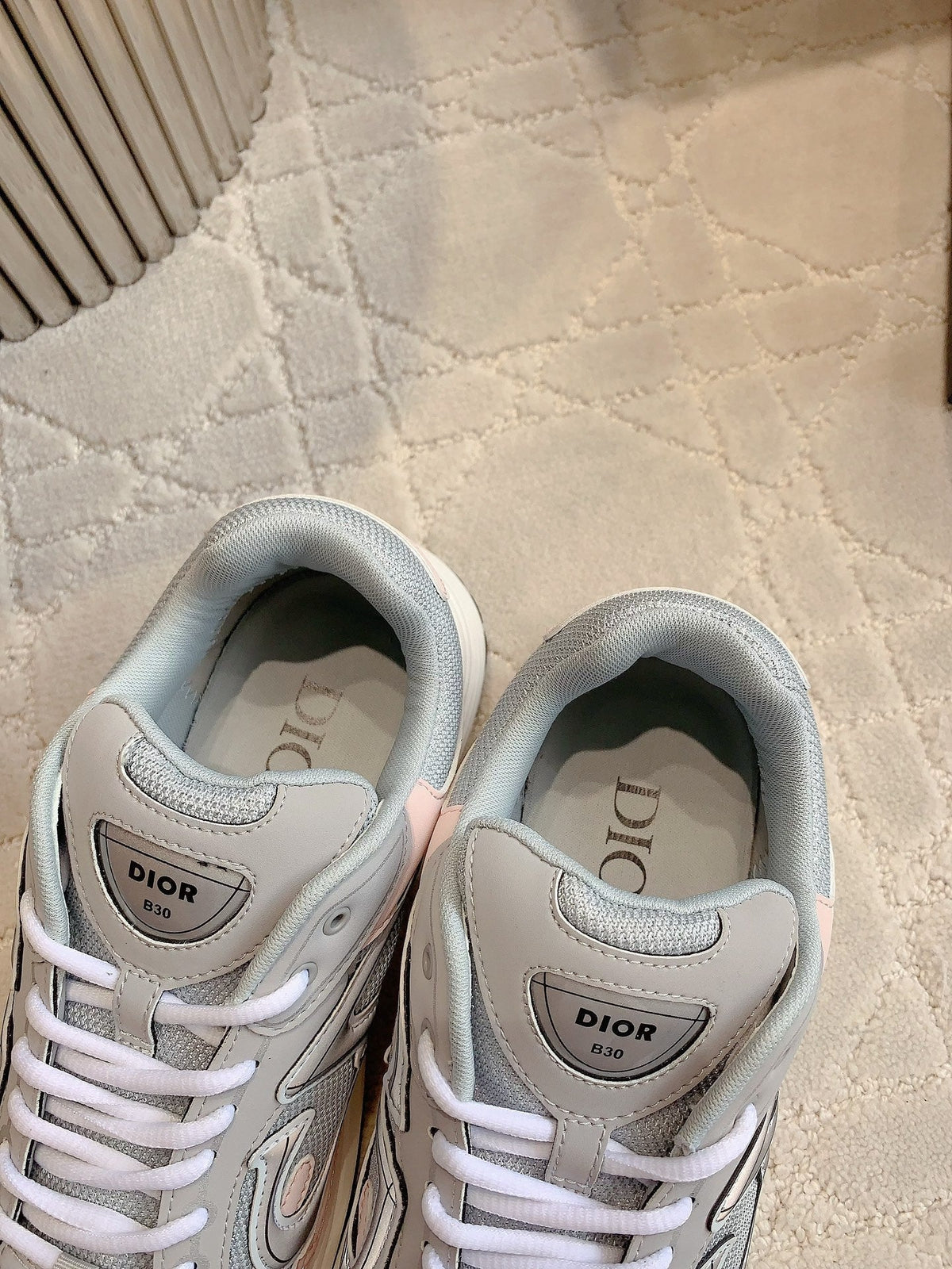 CD B30 Sneaker Grey Mix Pastel Pink Polyester Mesh Fabric And Calfskin