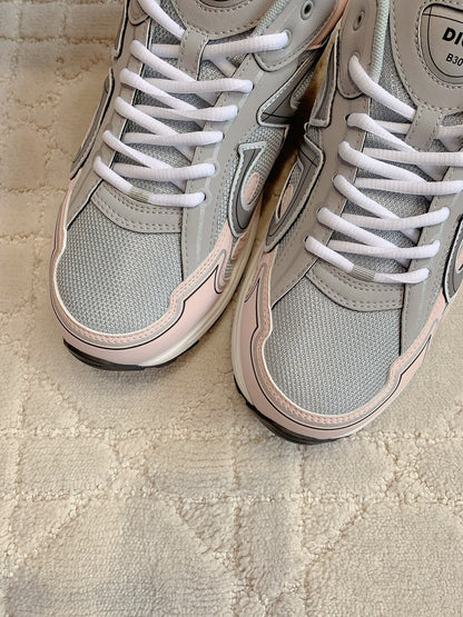 CD B30 Sneaker Grey Mix Pastel Pink Polyester Mesh Fabric And Calfskin