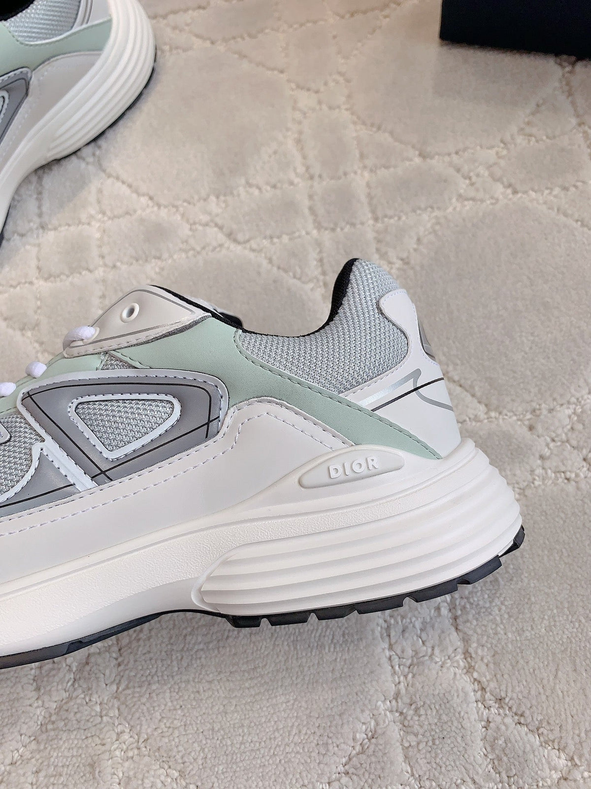 CD B30 Sneaker Grey White Mix Pale Jade Green Polyester Mesh Fabric And Calfskin