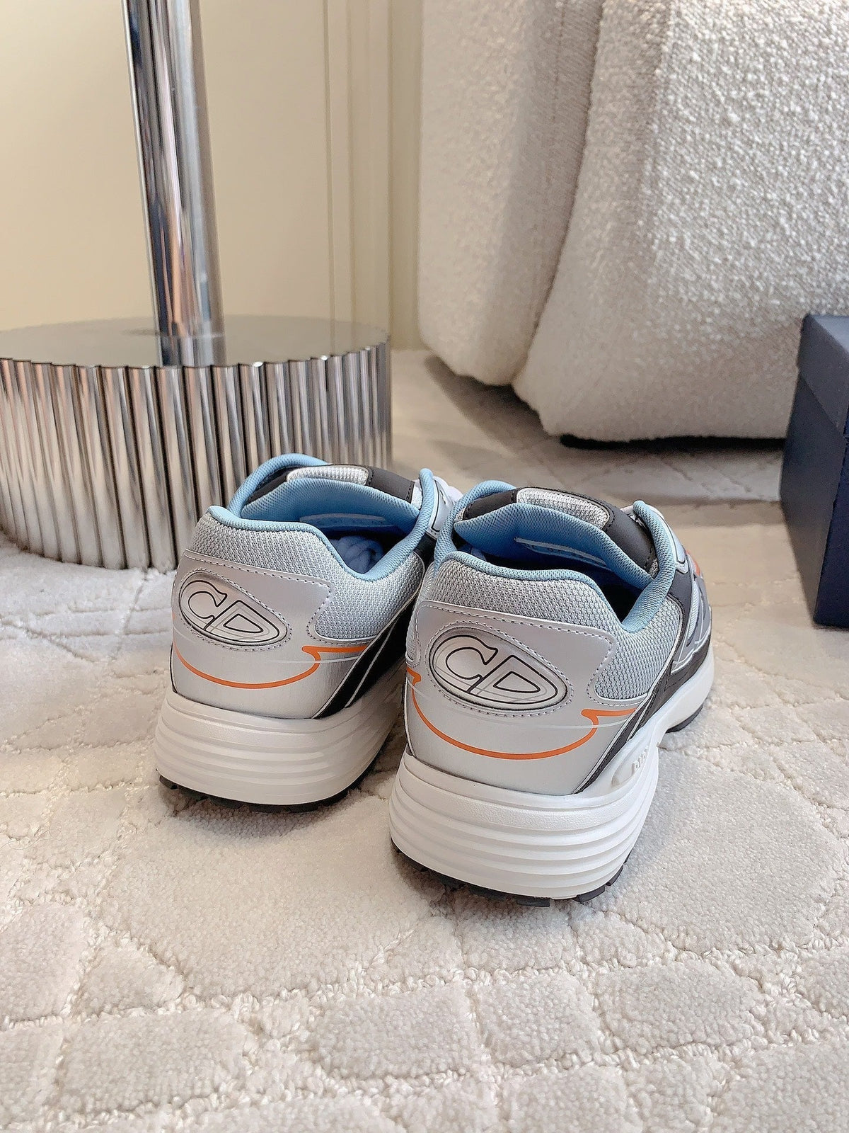 CD B30 Sneaker Gray Black Mix Blue Orange Polyester Mesh Fabric And Calfskin