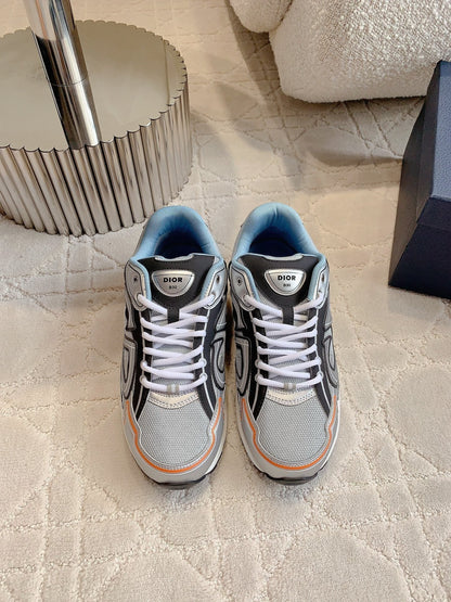 CD B30 Sneaker Gray Black Mix Blue Orange Polyester Mesh Fabric And Calfskin