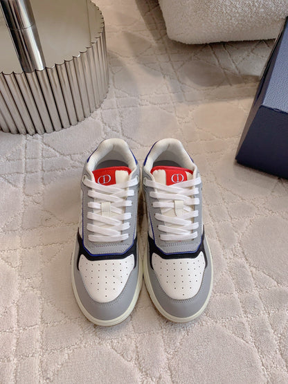 CD B27 Low-Top Sneaker Grey White Mix Blue Red Print Calfskin