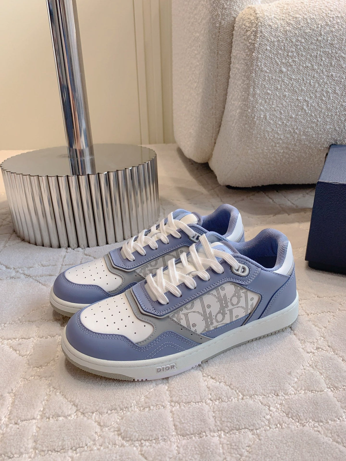 CD B27 Low-Top Sneaker White Blue Print Calfskin