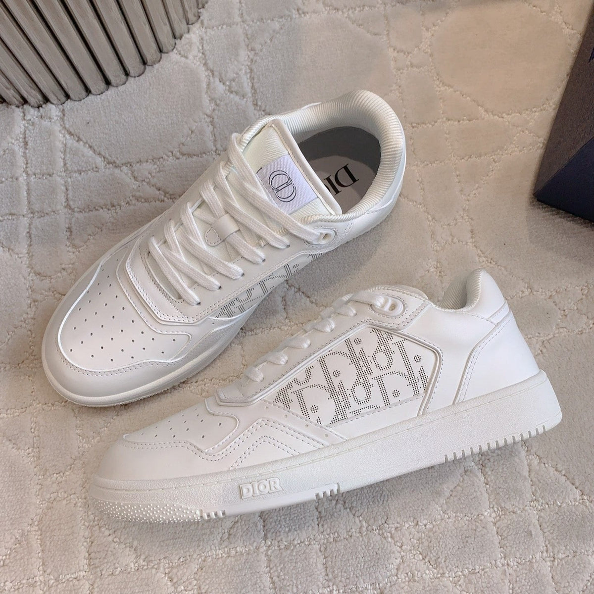 CD B27 Low-Top Sneaker White Print Calfskin