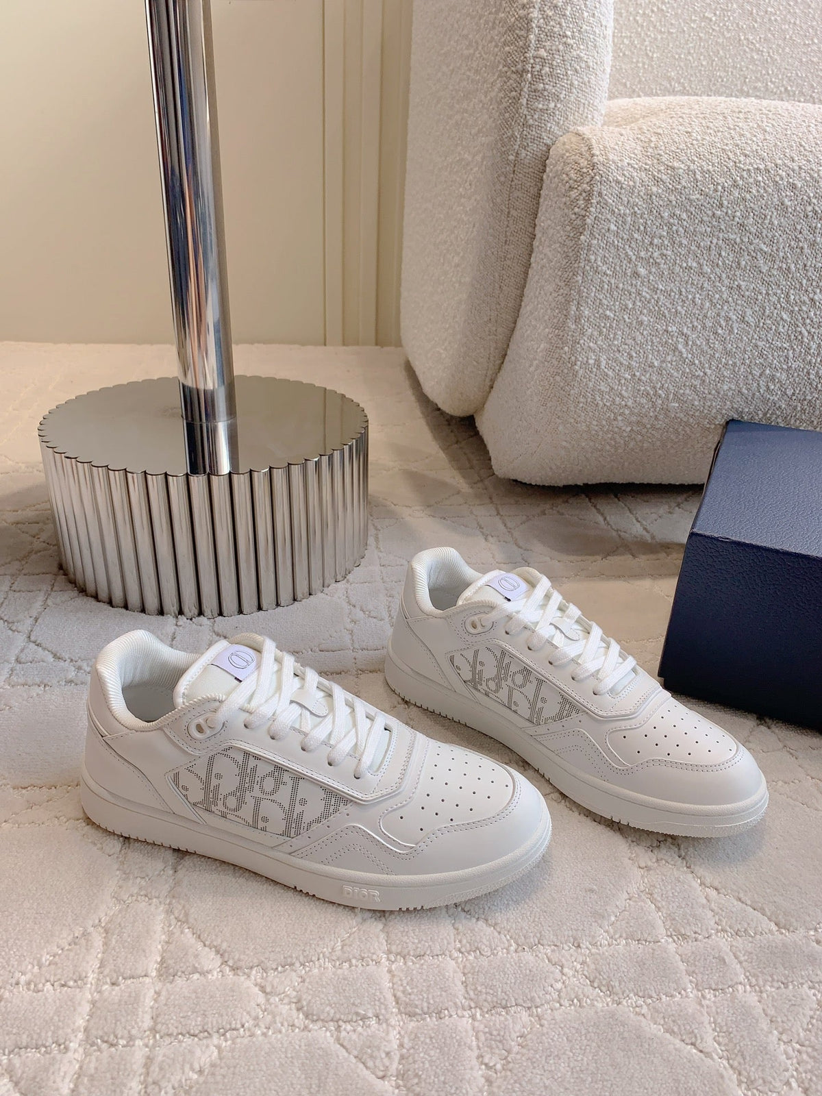 CD B27 Low-Top Sneaker White Print Calfskin