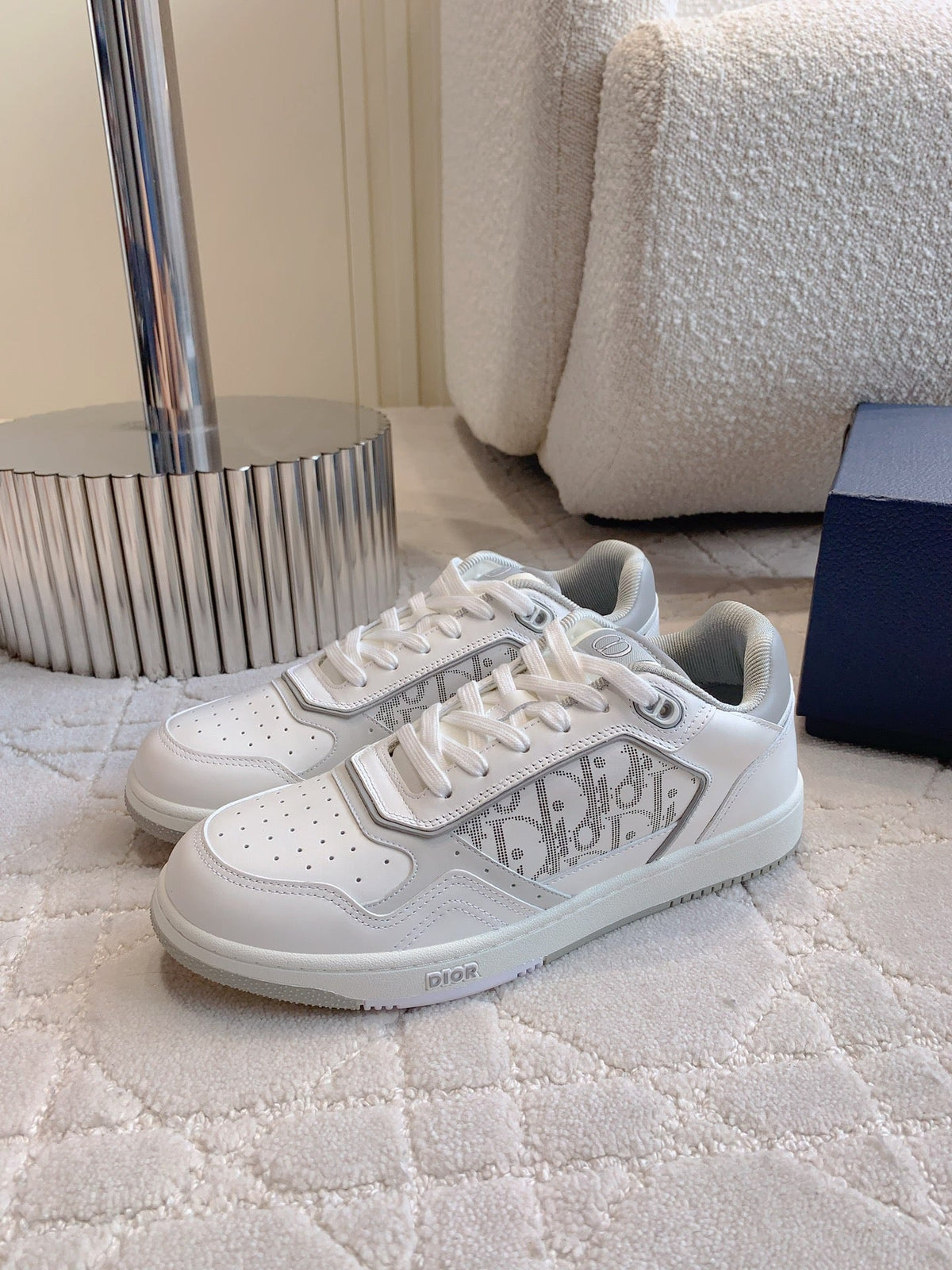 CD B27 Low-Top Sneaker White Grey Print Calfskin