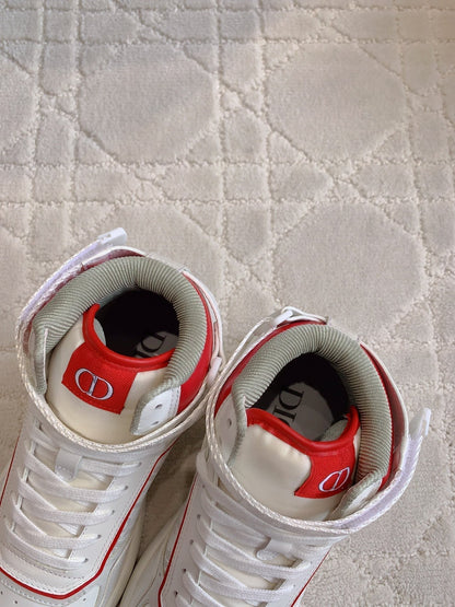 CD B27 High-Top Sneaker White Red Print Calfskin