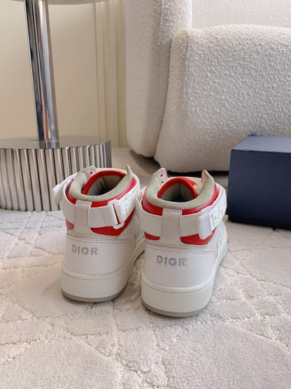 CD B27 High-Top Sneaker White Red Print Calfskin