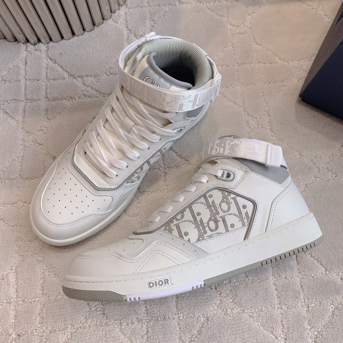 CD B27 High-Top Sneaker White Print Calfskin