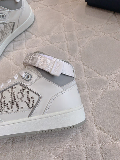 CD B27 High-Top Sneaker White Print Calfskin