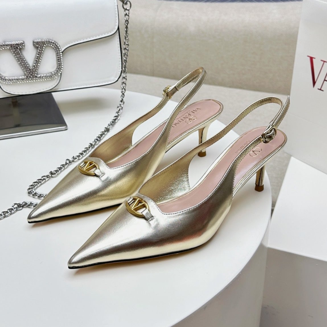 HIGH SLINGBACK 60MM IN GOLD CALFSKIN