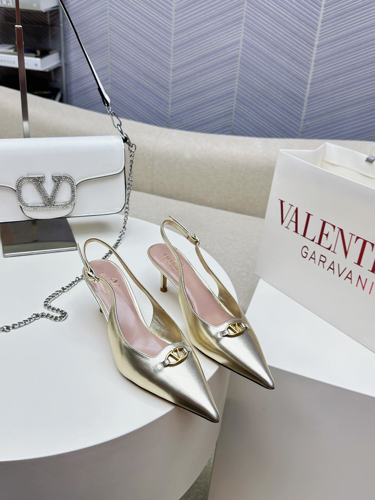 HIGH SLINGBACK 60MM IN GOLD CALFSKIN