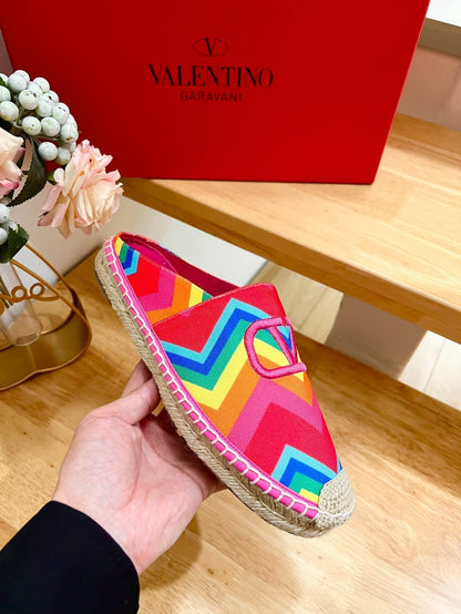 GARAVANI PRINTED COLORFUL CANVAS MULE WITH EMBROIDERED LOGO