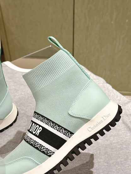 CD High-Top Sneaker 40mm Jade Green Stretch Wool And Lambskin