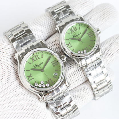 Happy Diamond Silver Green Dial