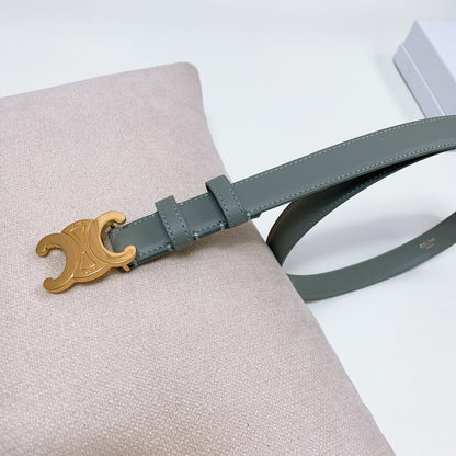 CEL 25mm Triomphe Belt Gray Green Taurillon Leather 176672