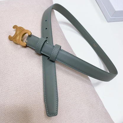CEL 25mm Triomphe Belt Gray Green Taurillon Leather 176672