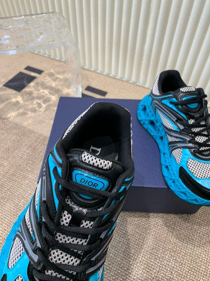 CD Sneaker B35 In Blue Mix White Black Calfskin And Fabric 113121
