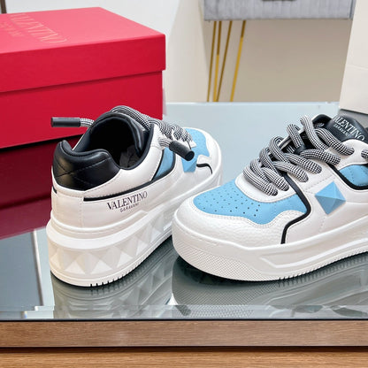 VT 2025 Garavani Sneakers White Black Blue Cowhide 546975