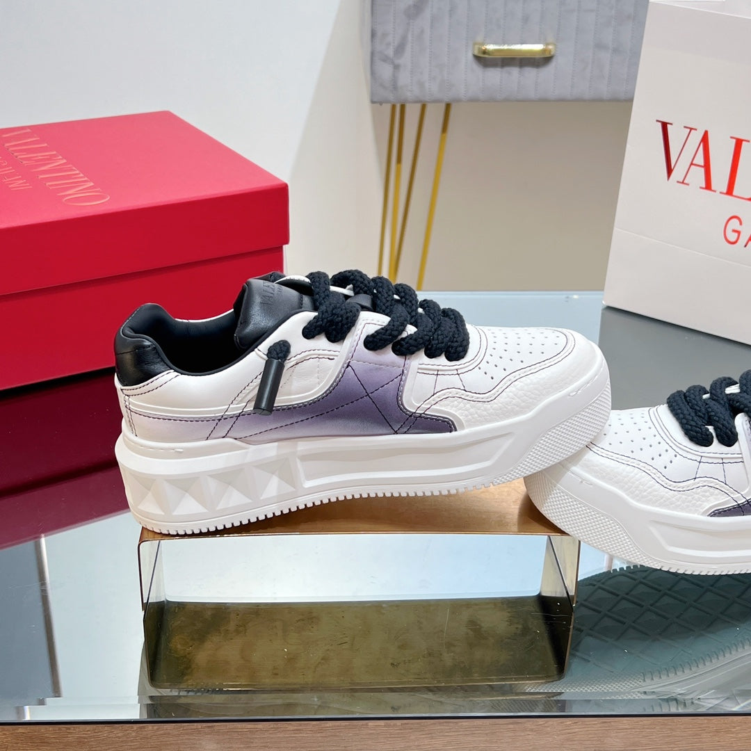 VT 2025 Garavani Sneakers White Black Purple Cowhide 546974
