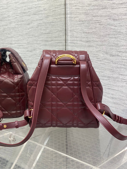 SMALL 23 CARO BACKPACK IN PLUM PURPLE MACROCANNAGE LAMBSKIN