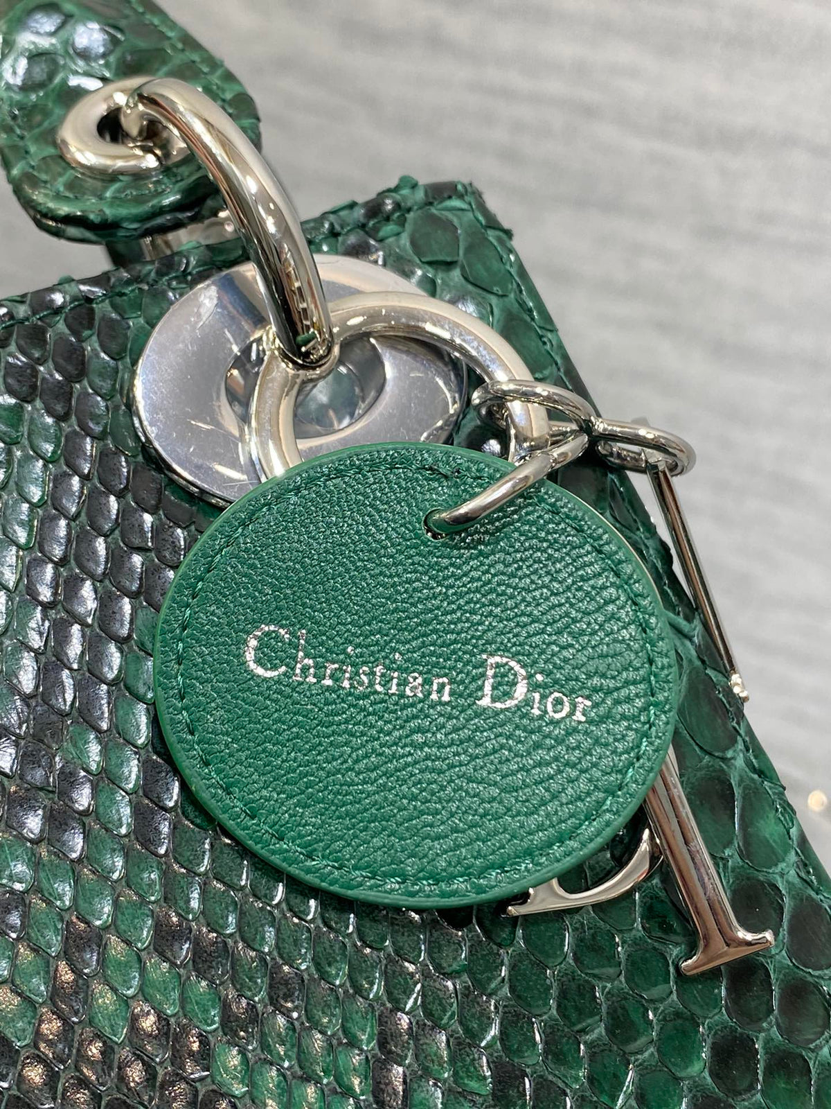 MINI 17 LADY BAG IN GREEN FOREST MIX BLACK SNAKESKIN PATTERN LAMBSKIN