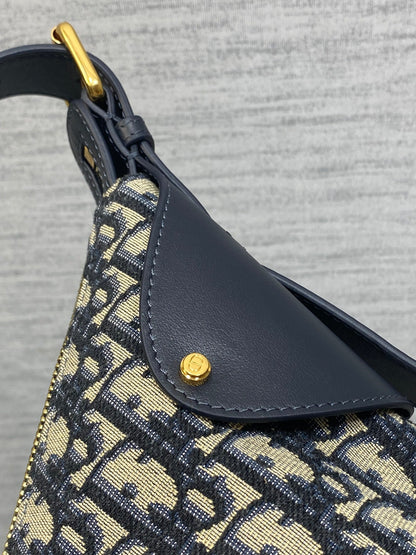 Dior 2025 Voyage Bag 28cm Navy Blue mix Beige Canvas Leather 270574