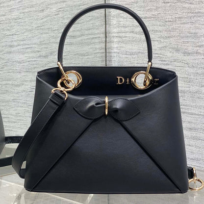 Dior 2025 Bow Bag 28cm Black Leather 272519