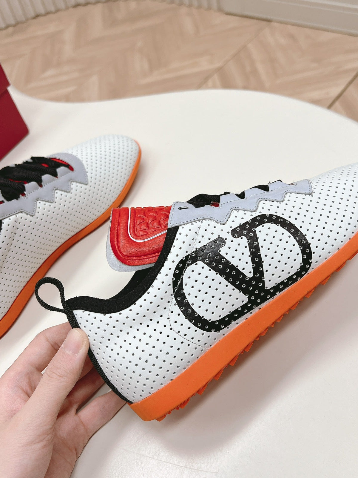 Chromathon Sneaker In White Perforated Lambskin 104153