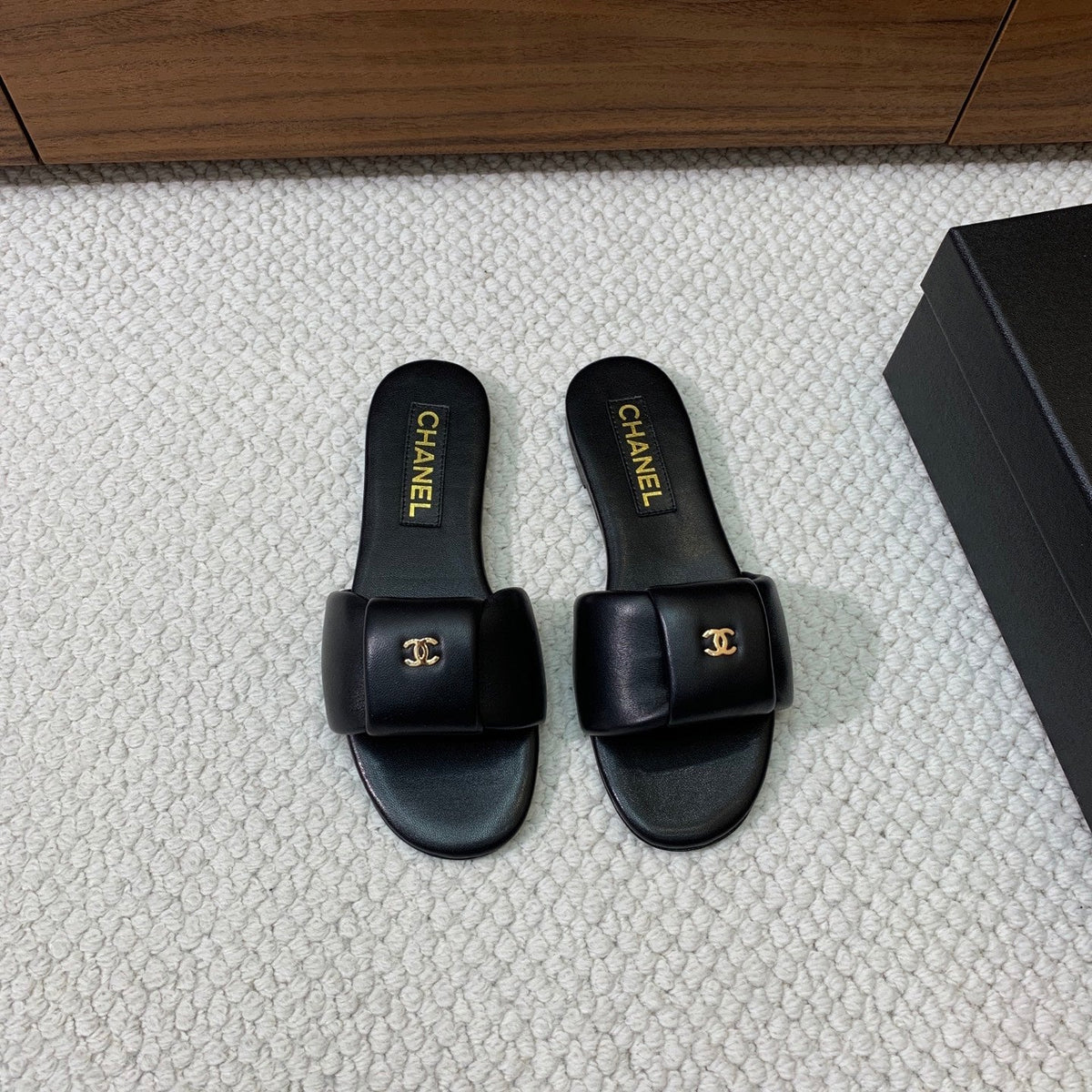 CC 26s Padded Sandals Black Lambskin 887952