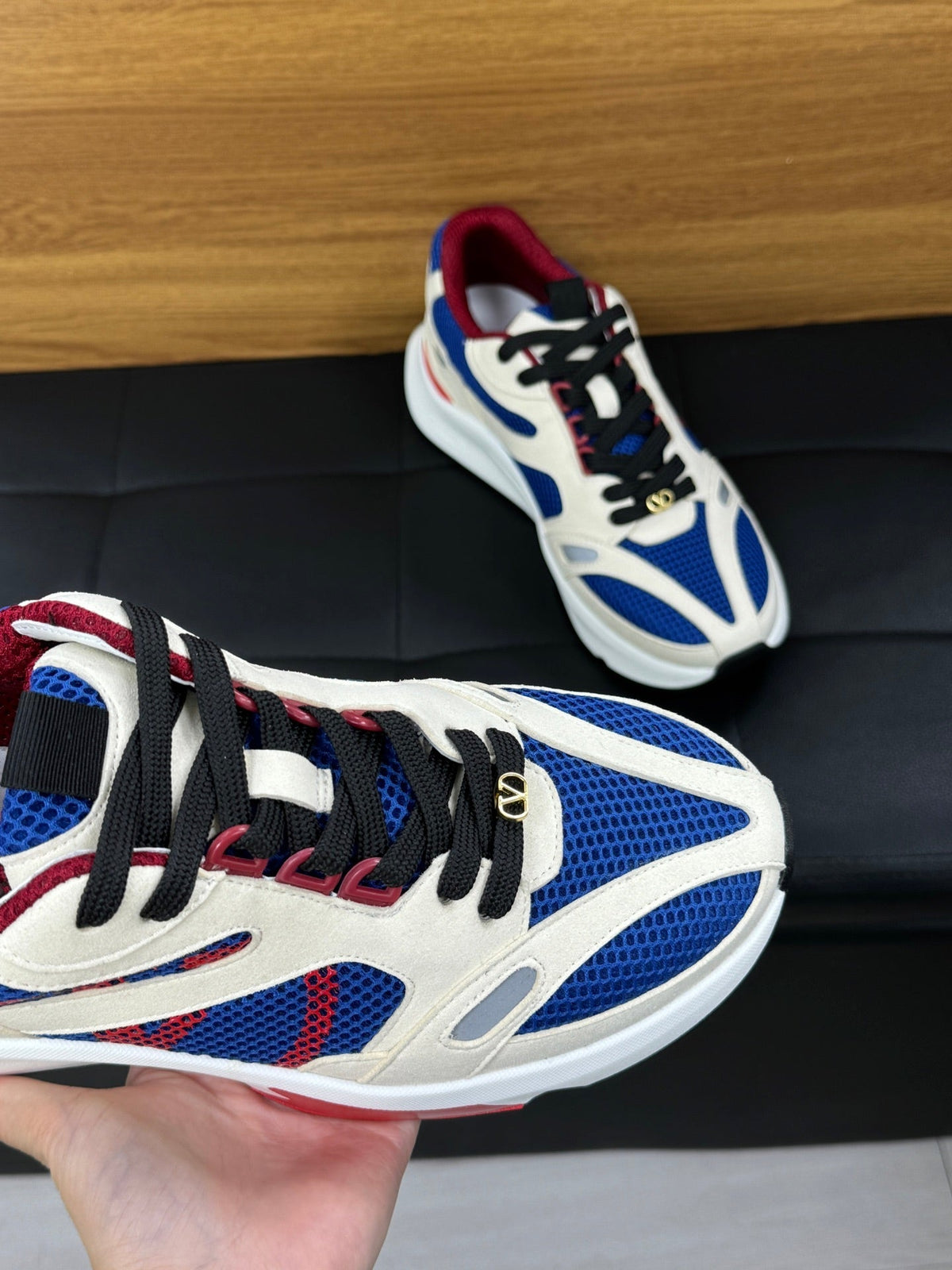 VT 26s Demivee Trainers White Blue Mesh Suede 104030
