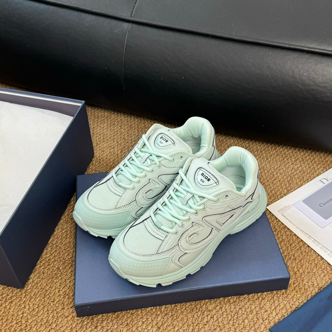 CD And Stone Island B30 Sneaker Light Turquoise Cowhide And Polyester Mesh Fabric