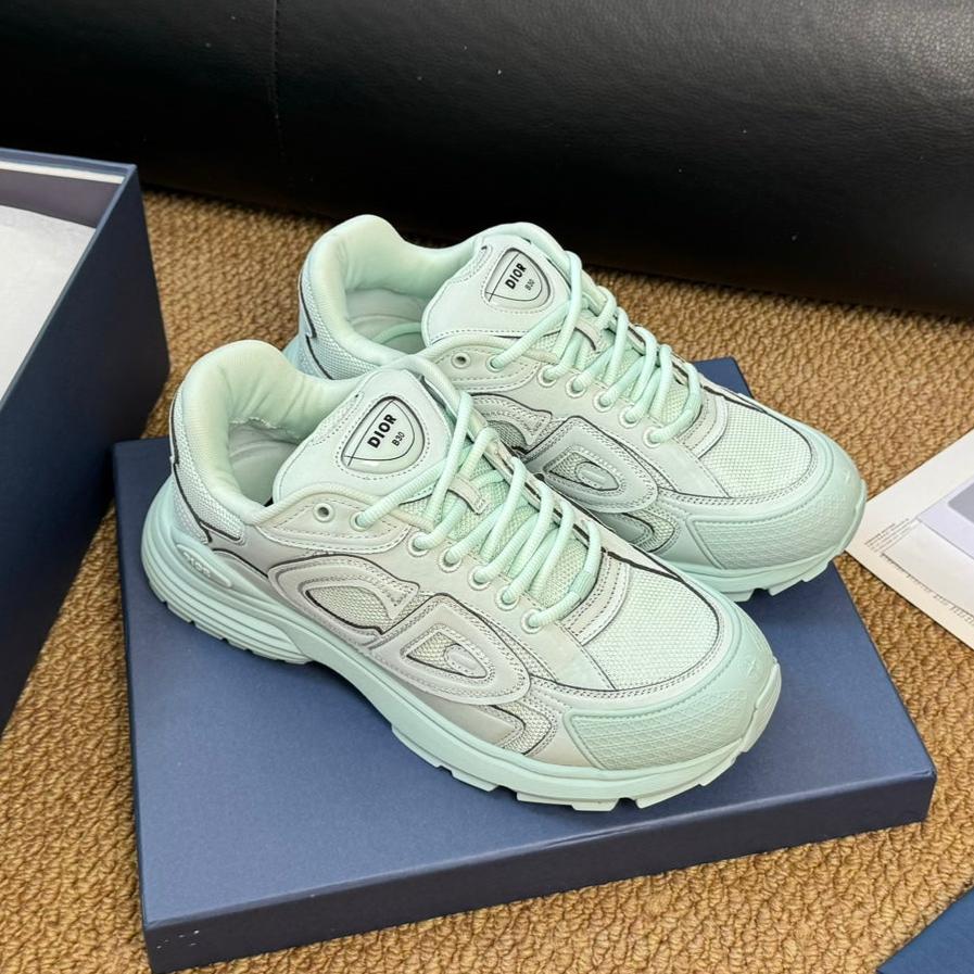 CD And Stone Island B30 Sneaker Light Turquoise Cowhide And Polyester Mesh Fabric