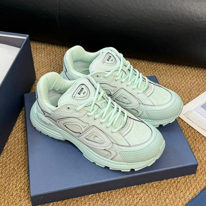 CD And Stone Island B30 Sneaker Light Turquoise Cowhide And Polyester Mesh Fabric