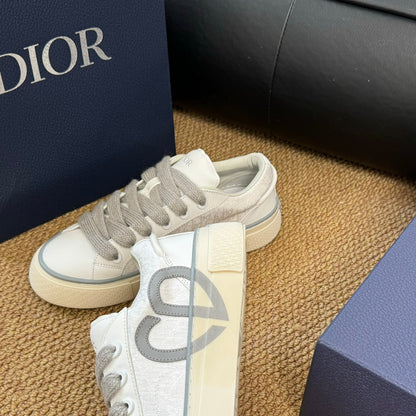 CD B33 Sneaker White Oblique Jacquard Fabric And Lambskin