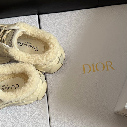 Dior 25 Chrono Sneakers Cream Mesh Calfskin 531394