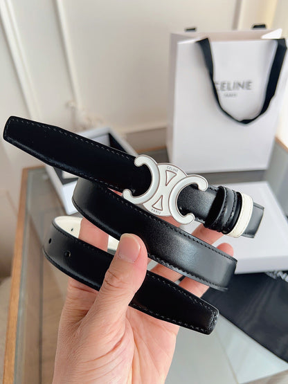 CELINE 26S REVERSIBLE BELT 25 MM IN BLACK AND WHITE CALFSKIN 669841