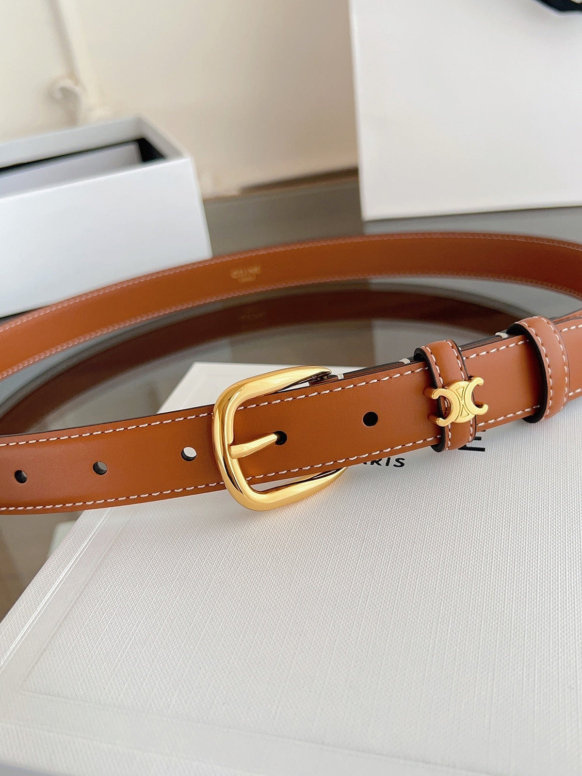 CELINE 26S BELT 25 MM IN BROWN CALFSKIN 669846