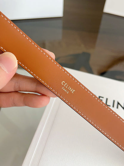 CELINE 26S BELT 25 MM IN BROWN CALFSKIN 669846