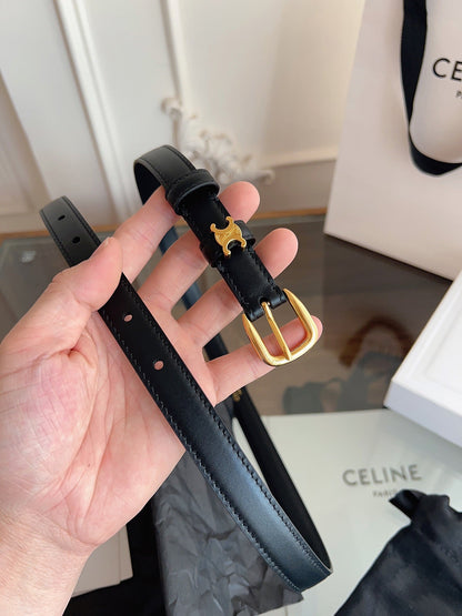 CELINE 26S BELT 18 MM IN BLACK CALFSKIN 658526