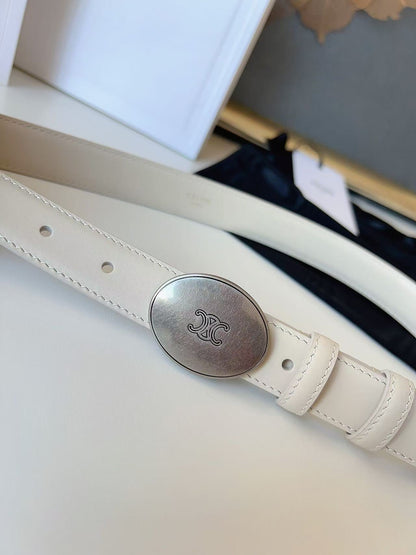 CELINE 26S BELT 25 MM IN WHITE CALFSKIN 672302