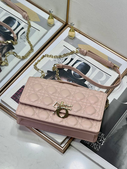 MY CD 24 TOP HANDLE BAG PASTEL PINK LAMBSKIN