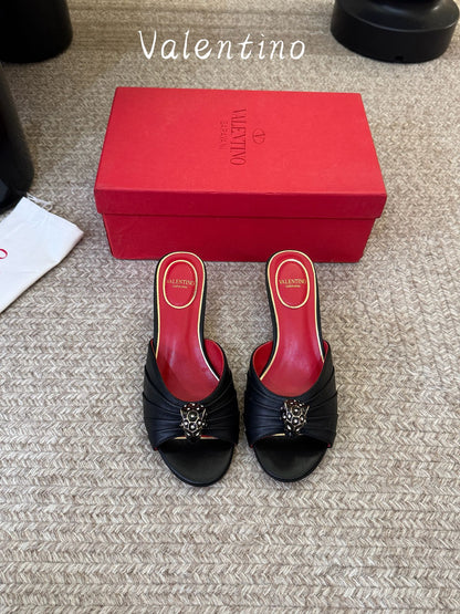VT 26s Panthea Mules 55mm Black Goatskin 104714