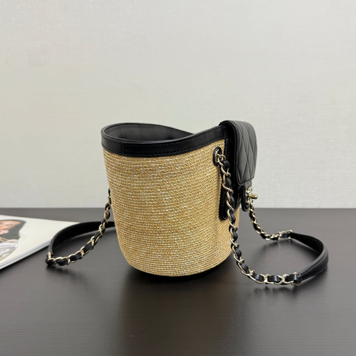 Chanel 2026 Shopping Bag 34cm Straw Lambskin