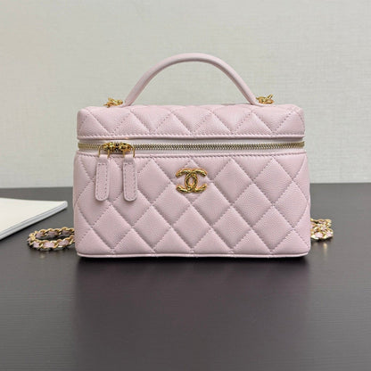 Chanel 2026 Vanity Bag 19cm Pink Quilted Lambskin With Gold Hardware