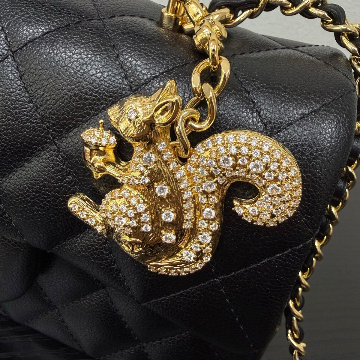 Chanel 2026 Top Handle Flap Bag 20cm with Squirrel Charm Black Calfskin