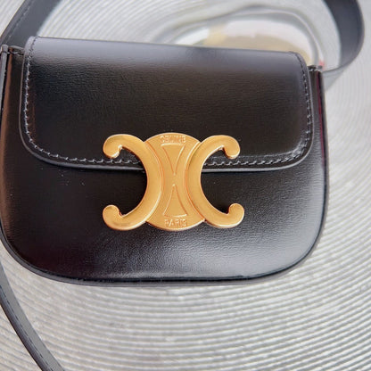 CL BELT BAG TRIOMPHE 25 MM BELT TRIOMPHE BLACK CALFSKIN GOLD HARDWARE