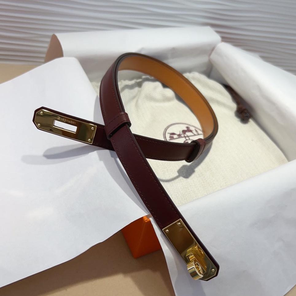 hm kelly belt 18mm burgundy calfskin gold buckle