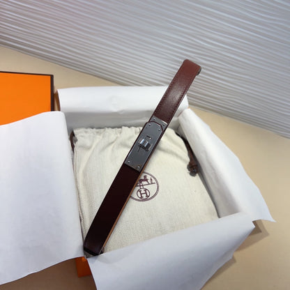 hm kelly belt 18mm burgundy calfskin silver buckle