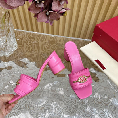 High Heel 70 Mule Sandal The Bold Edition Vlogo Square Toe Pink